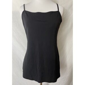 Moda International Tank Top Womens Medium M Black Stretch Side Slits
